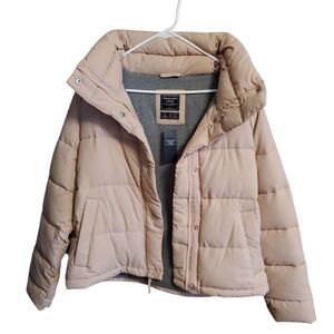 Womens Abercrombie & Fitch Light Beige Puffer Jacket Size Large